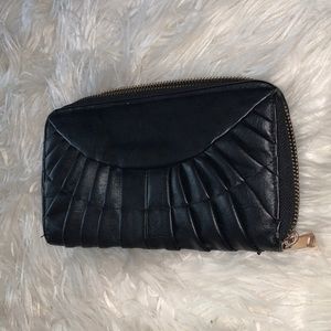 Black zip closed wallet
